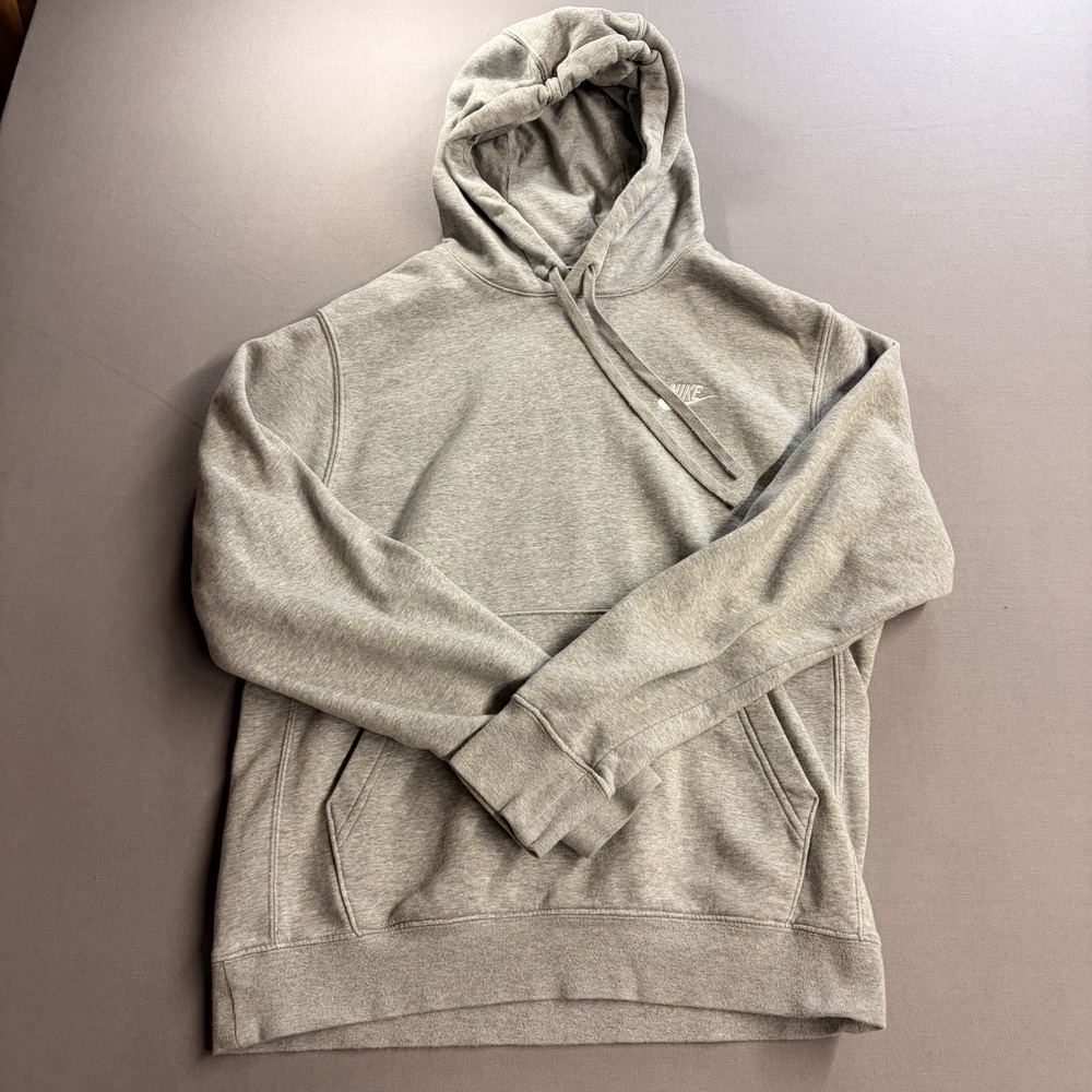 Nike Sportswear Women’s Small Gray Fleece Pullover Hoodie Mini Swoosh Logo